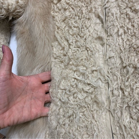 Bohemian Shaggy Boho Gypsy Festival Forever 21 Fuzzy Beige Faux Fur Coat Jacket - Picture 5 of 8